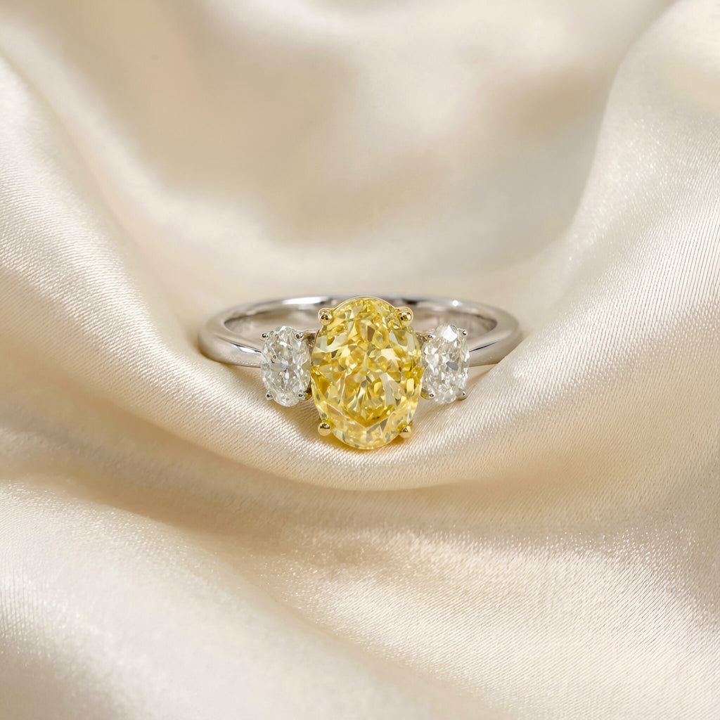 Yellow Diamond Ring in 18K Two Tone Gold