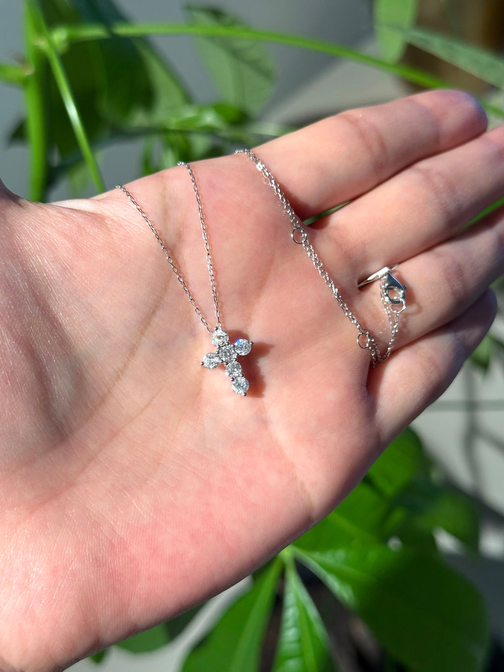 Diamond Cross Pendant Necklace in 14K White Gold – 0.75 CTW Natural Diamonds