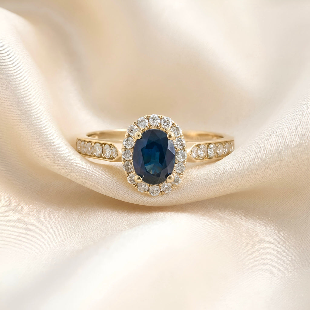 Sapphire Diamond Ring in 14K Yellow Gold