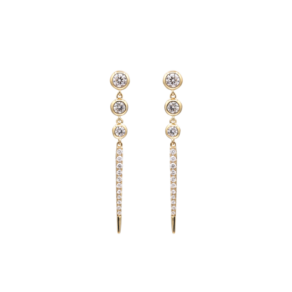 Drop Diamond Earrings in 14k Yellow Gold