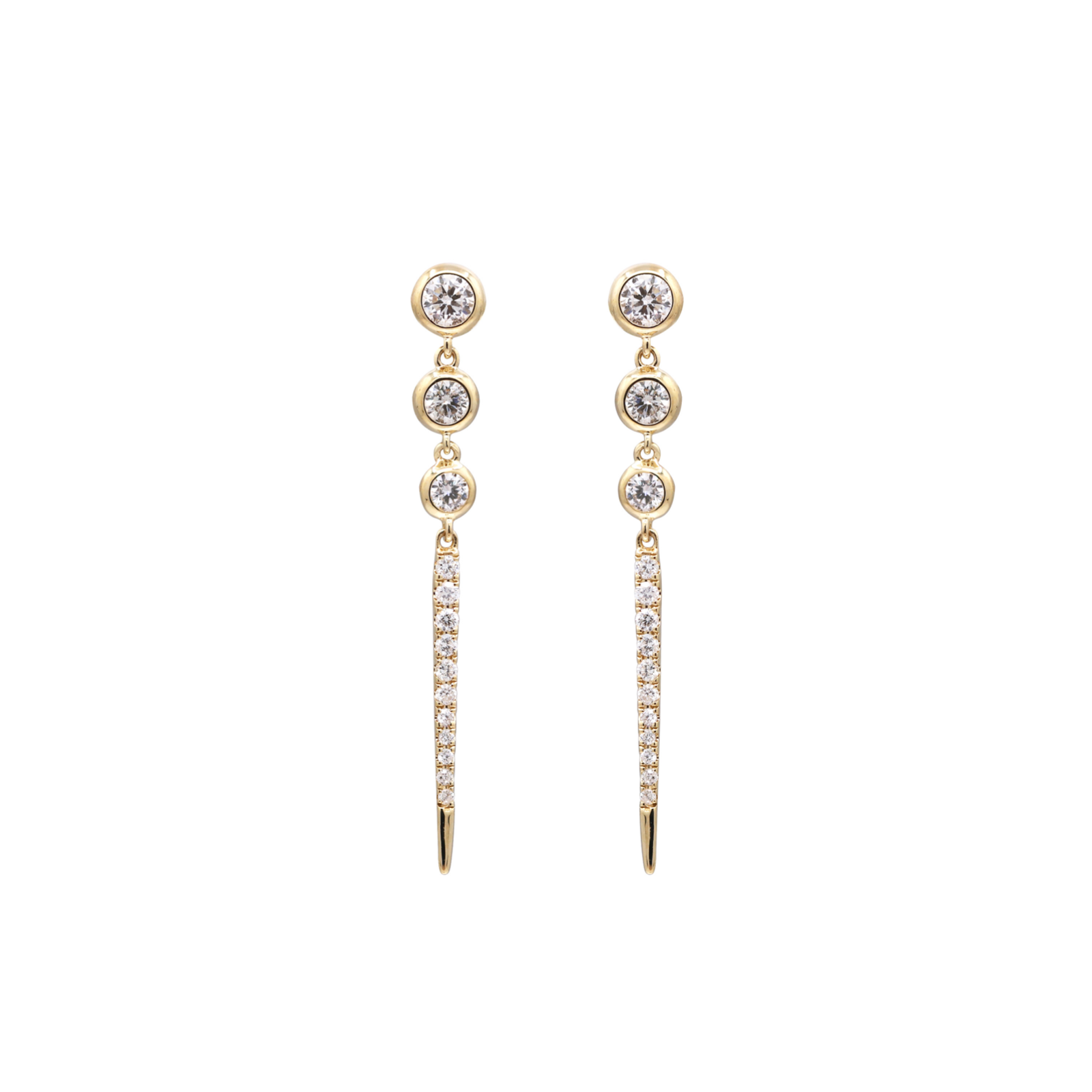 Drop Diamond Earrings in 14k Yellow Gold