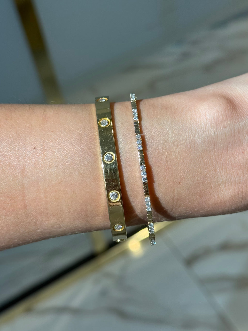 Flexible Diamond Bangle Bracelet in 14K Yellow Gold – 0.51 CTW Natural Diamonds