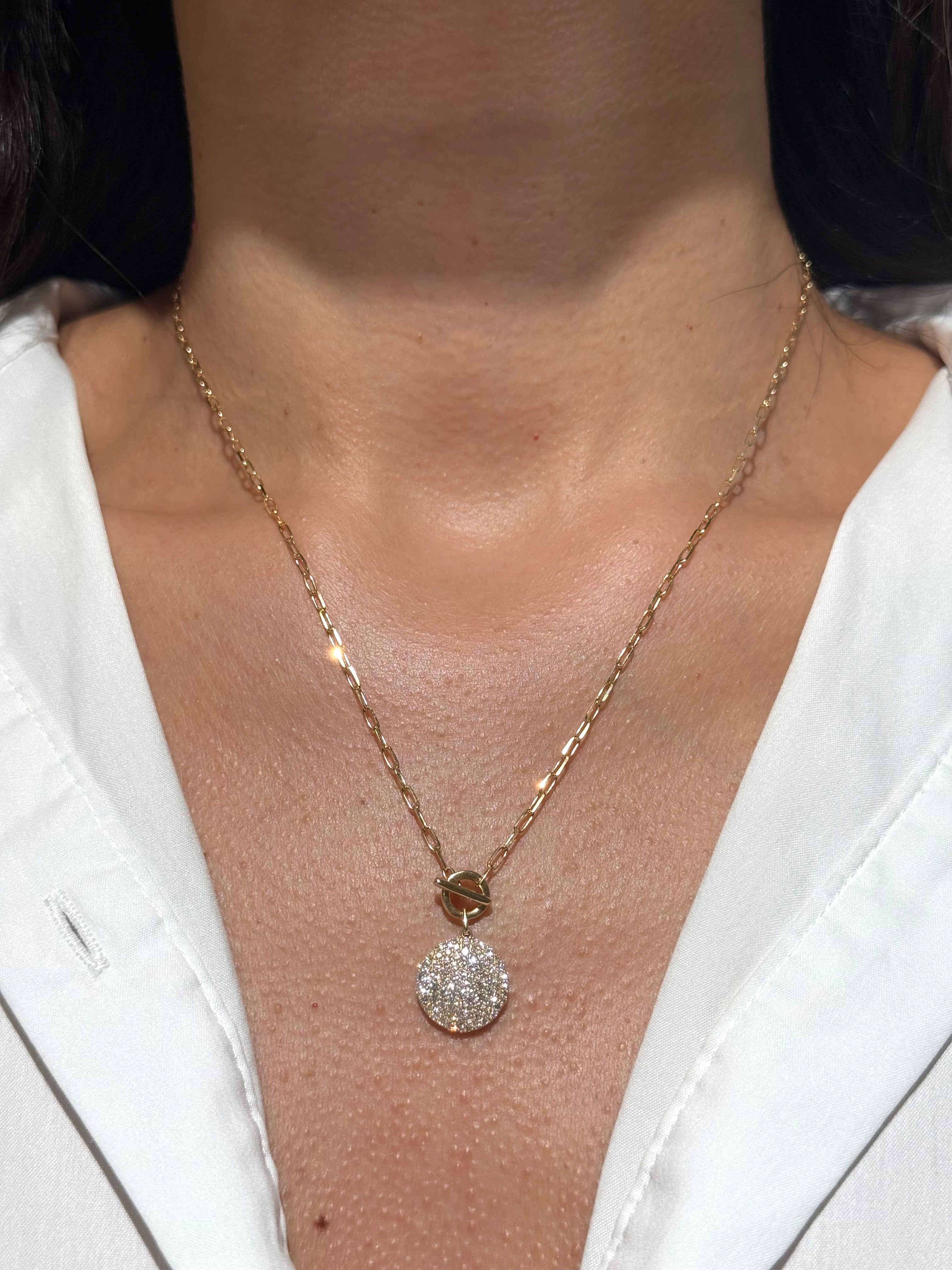 Diamond Circle Toggle Necklace in 18K Yellow Gold – 0.71 CTW Natural Diamonds