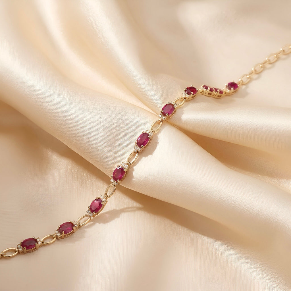 Ruby Diamond Bracelet in 14K Yellow Gold