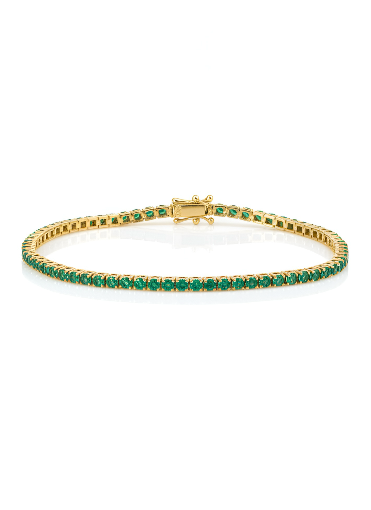 Emerald Tennis Bracelet in 14K Yellow Gold – Luxury Fine Jewelry Statement