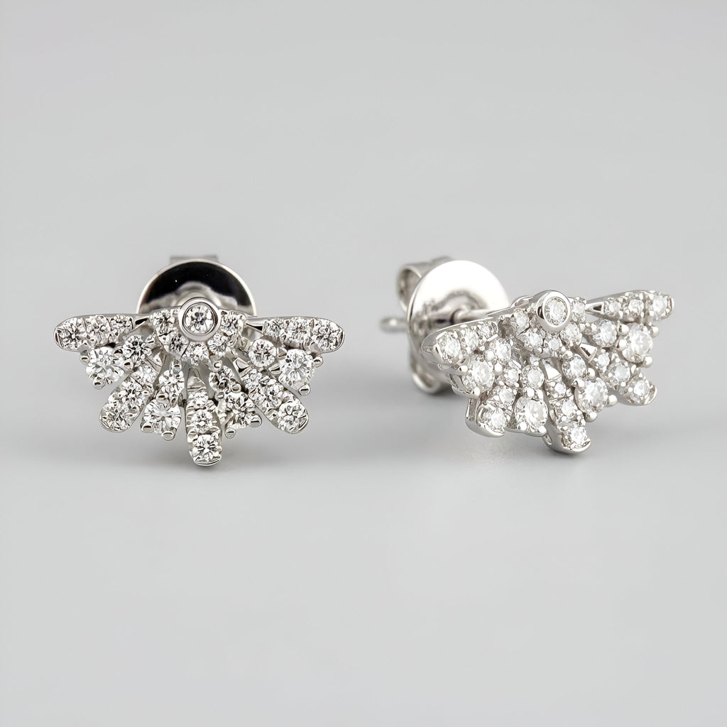 Diamond Abanico Earrings in 14K White Gold