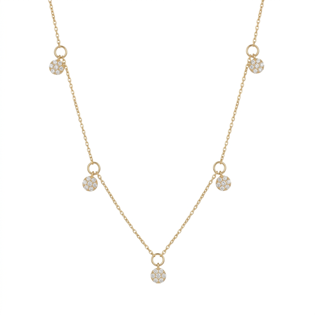 Cluster Dangling Diamond Necklace in 14K Yellow Gold - 0.63 CTW