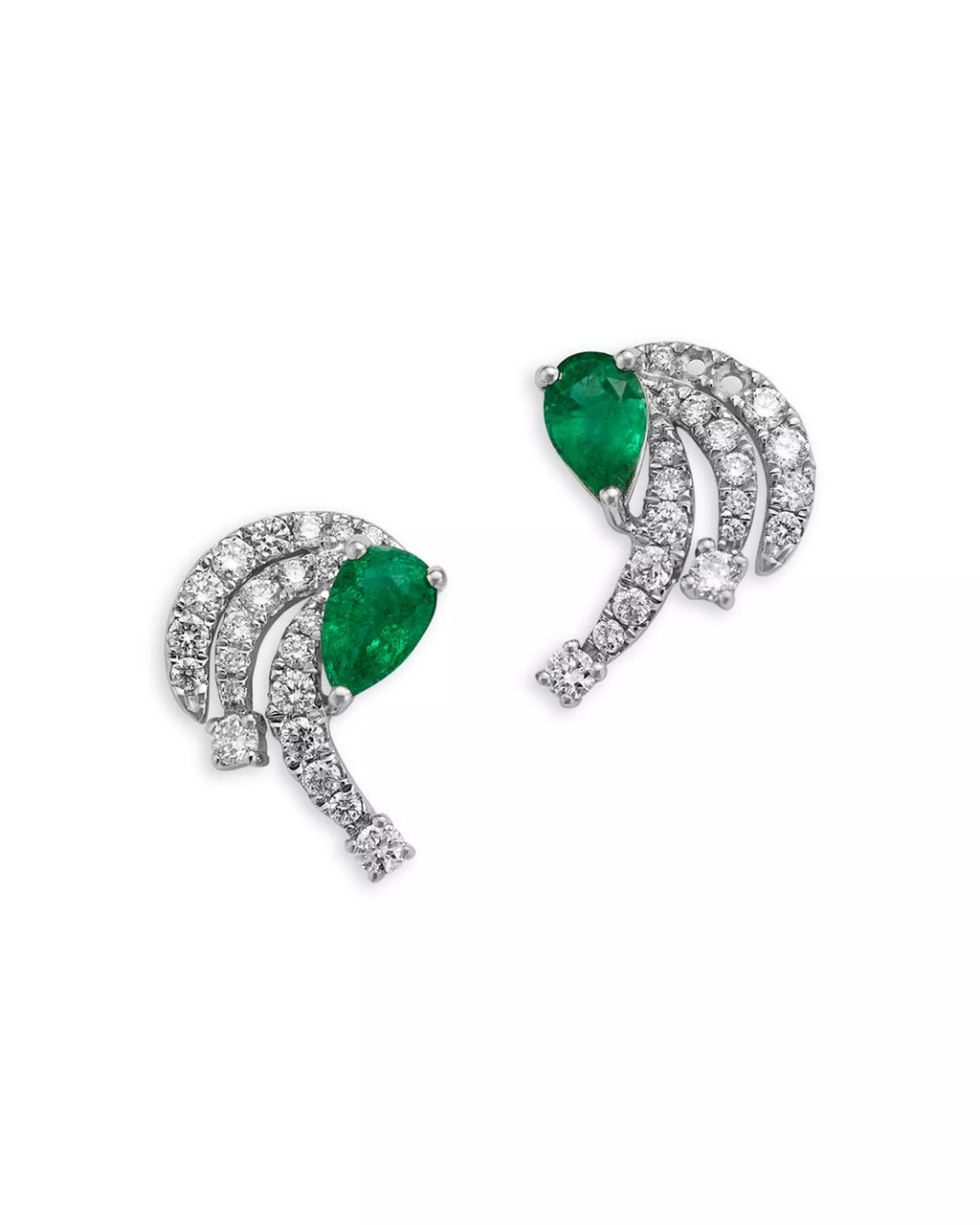 Diamond Emerald Earrings in 14K White Gold