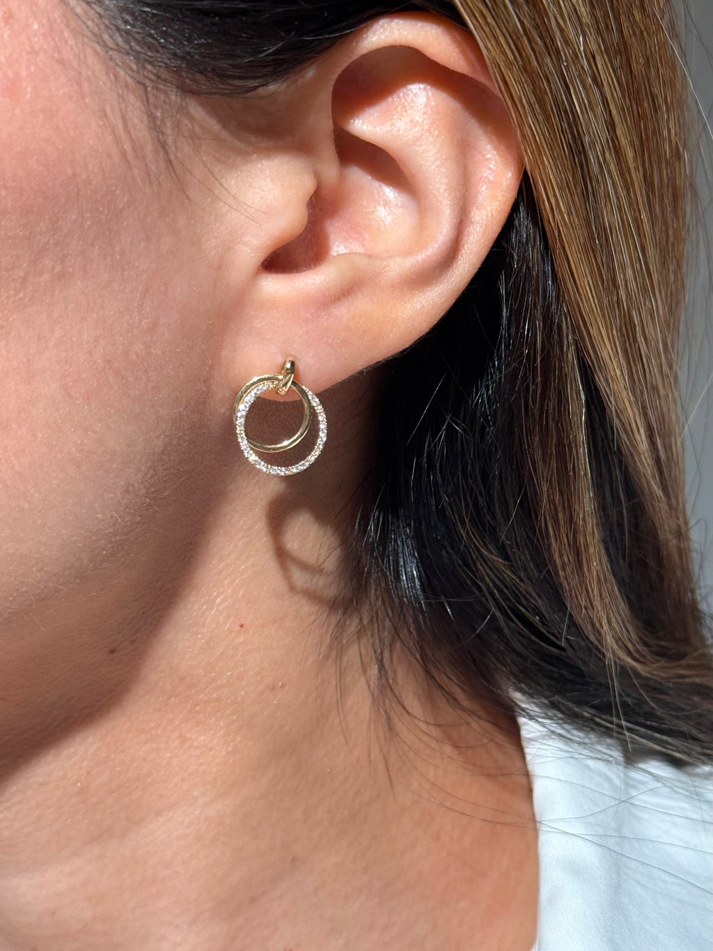 Double Diamond Hoops in 14K Yellow Gold