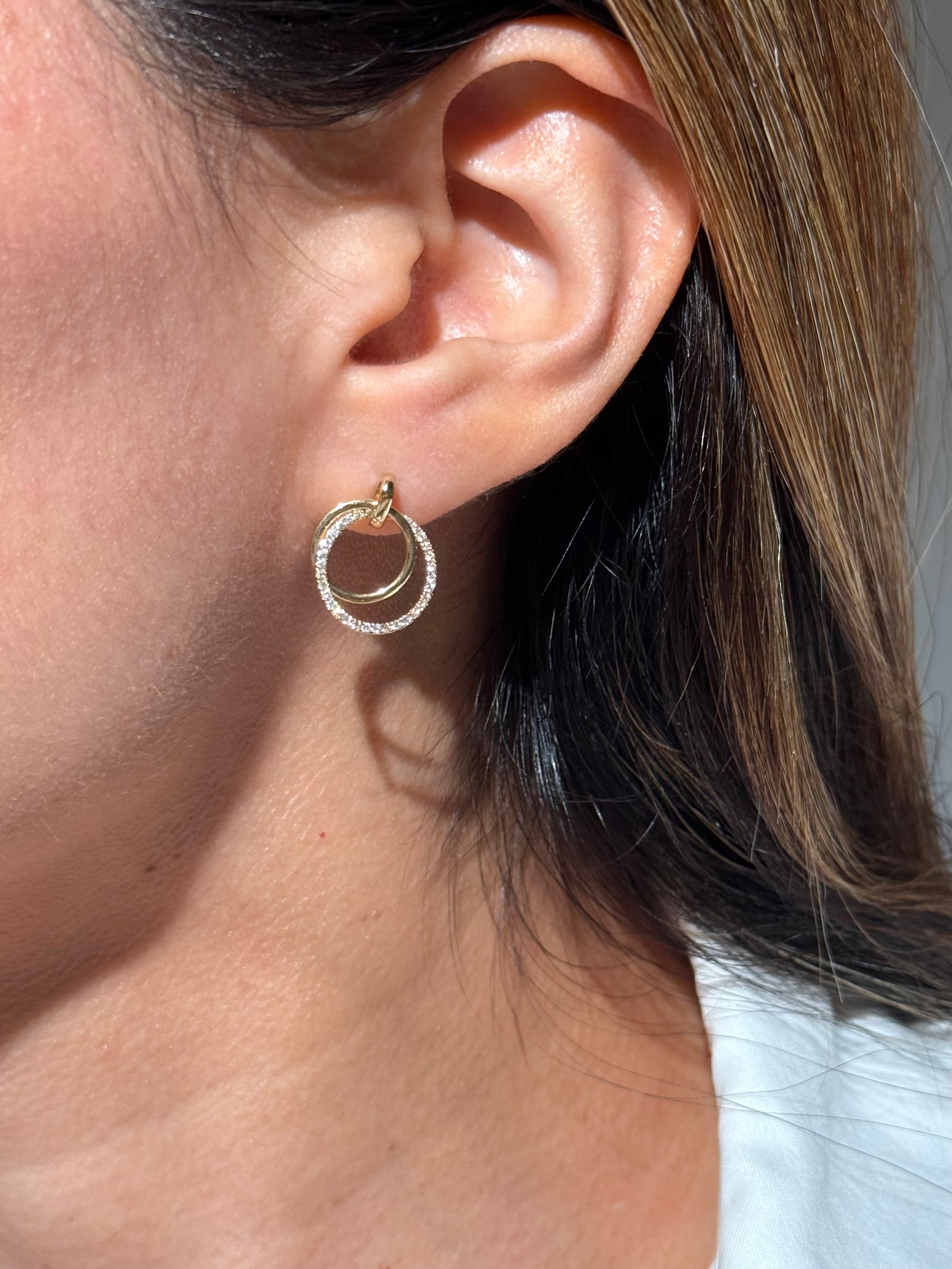 Double Diamond Hoops in 14K Yellow Gold