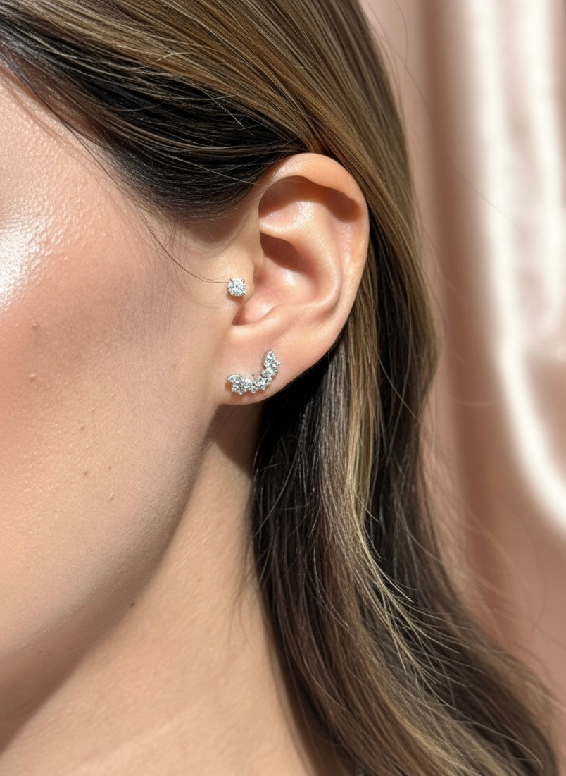 Diamond Crawler Earrings in 14K White Gold