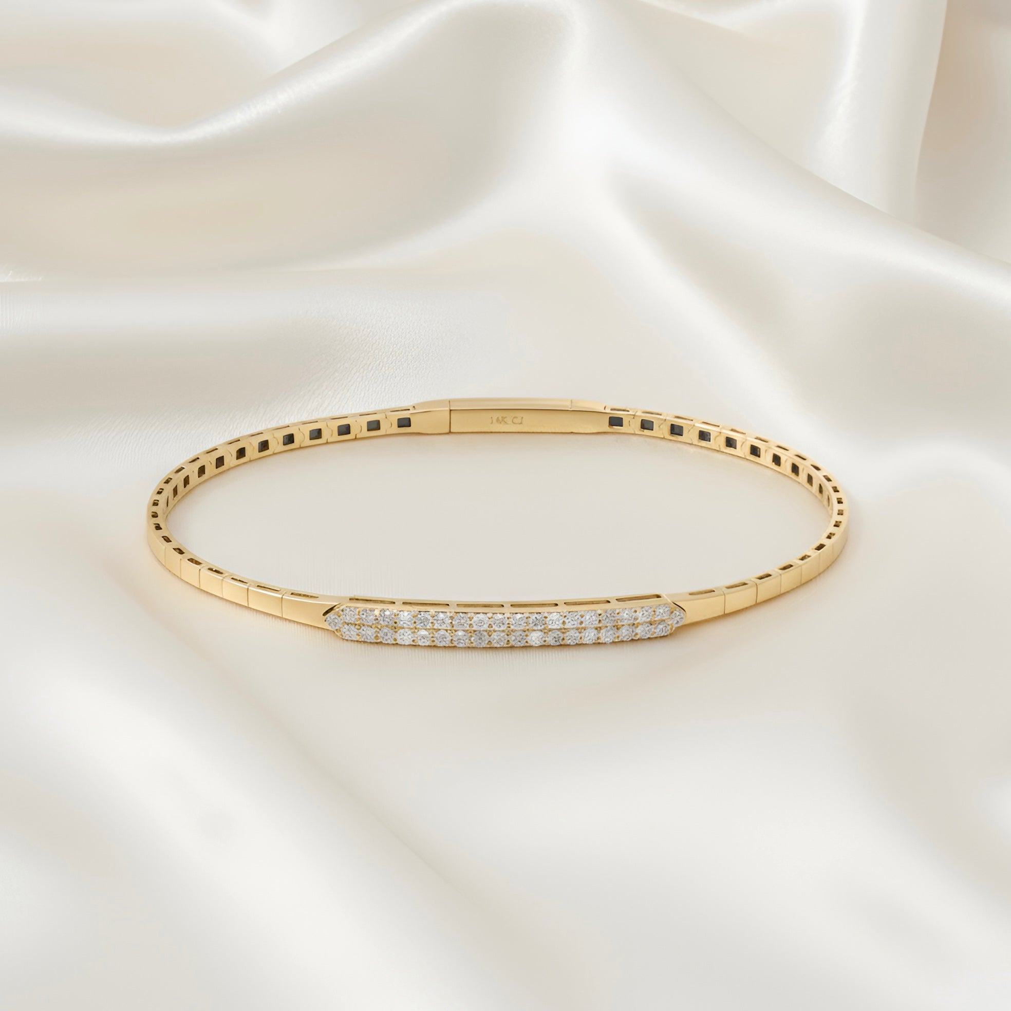 Geometric Flexible Diamond Bangle Bracelet in 14K Yellow Gold – 0.46 CTW Natural Diamonds