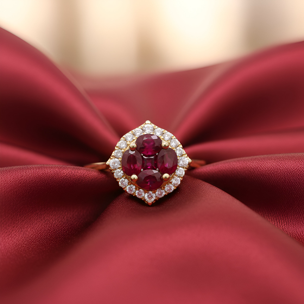Diamond Ruby Ring in 14K Yellow Gold