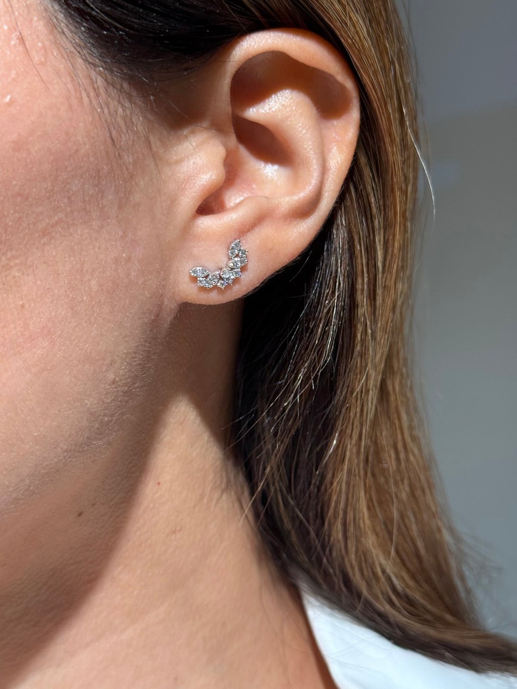 Diamond Crawler Earrings in 14K White Gold