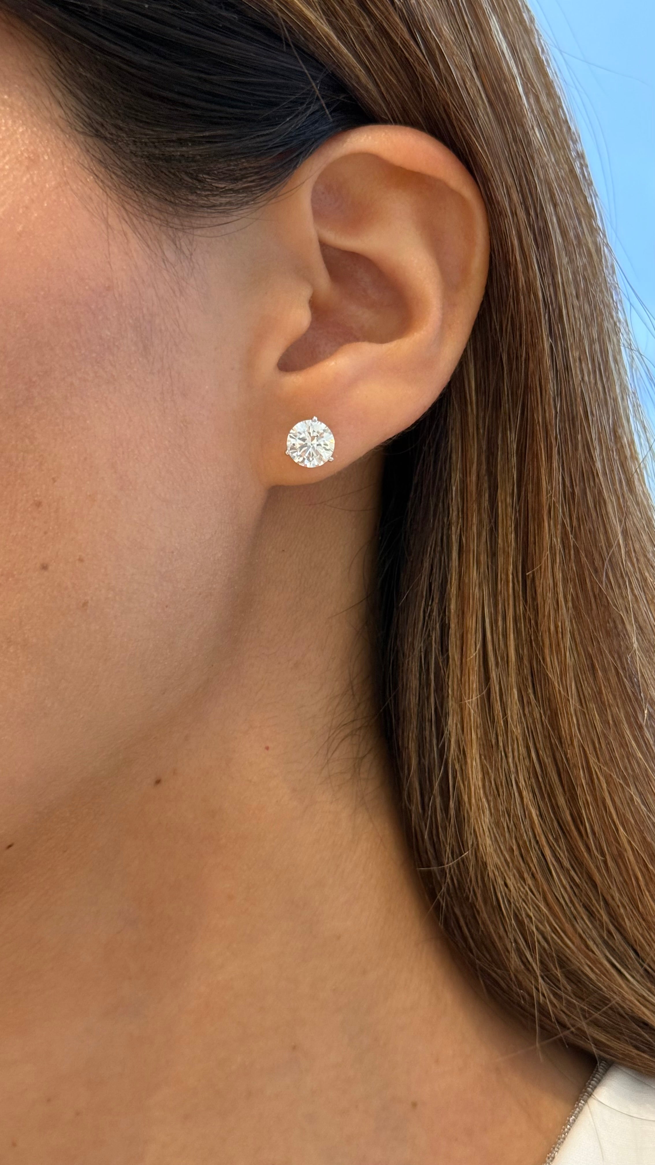 Martini Diamond 3.0Ctw Stud Earrings 14K White Gold