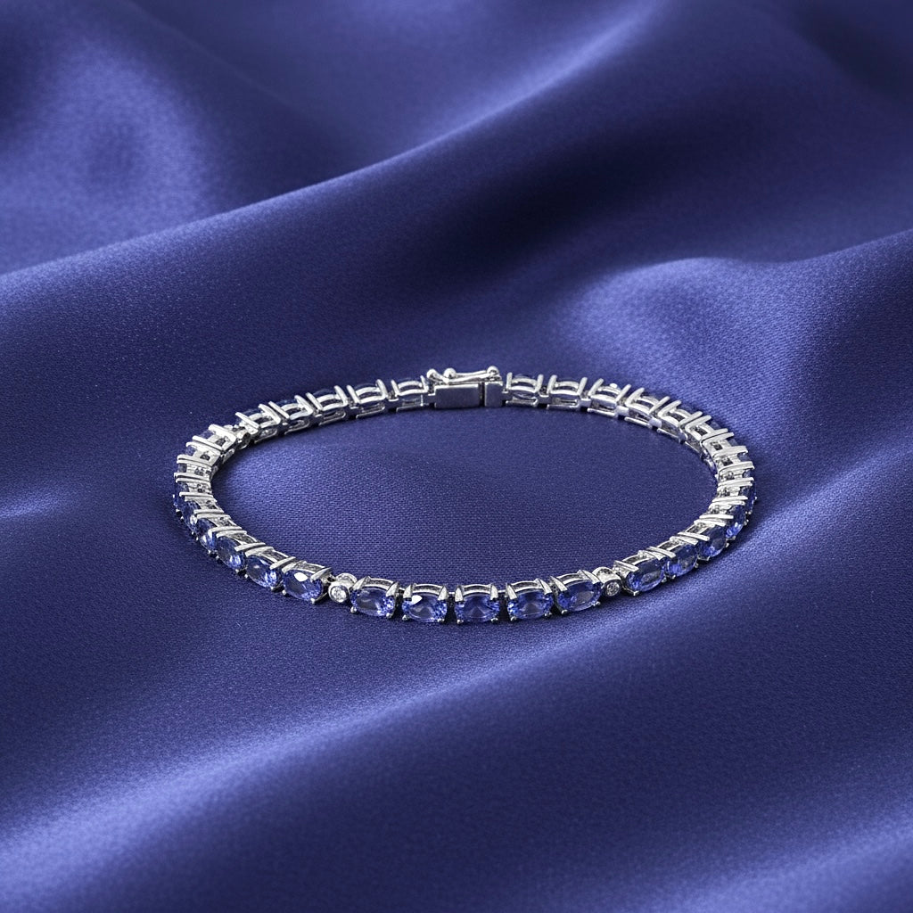 Tanzanite Diamond Bracelet 14K White Gold