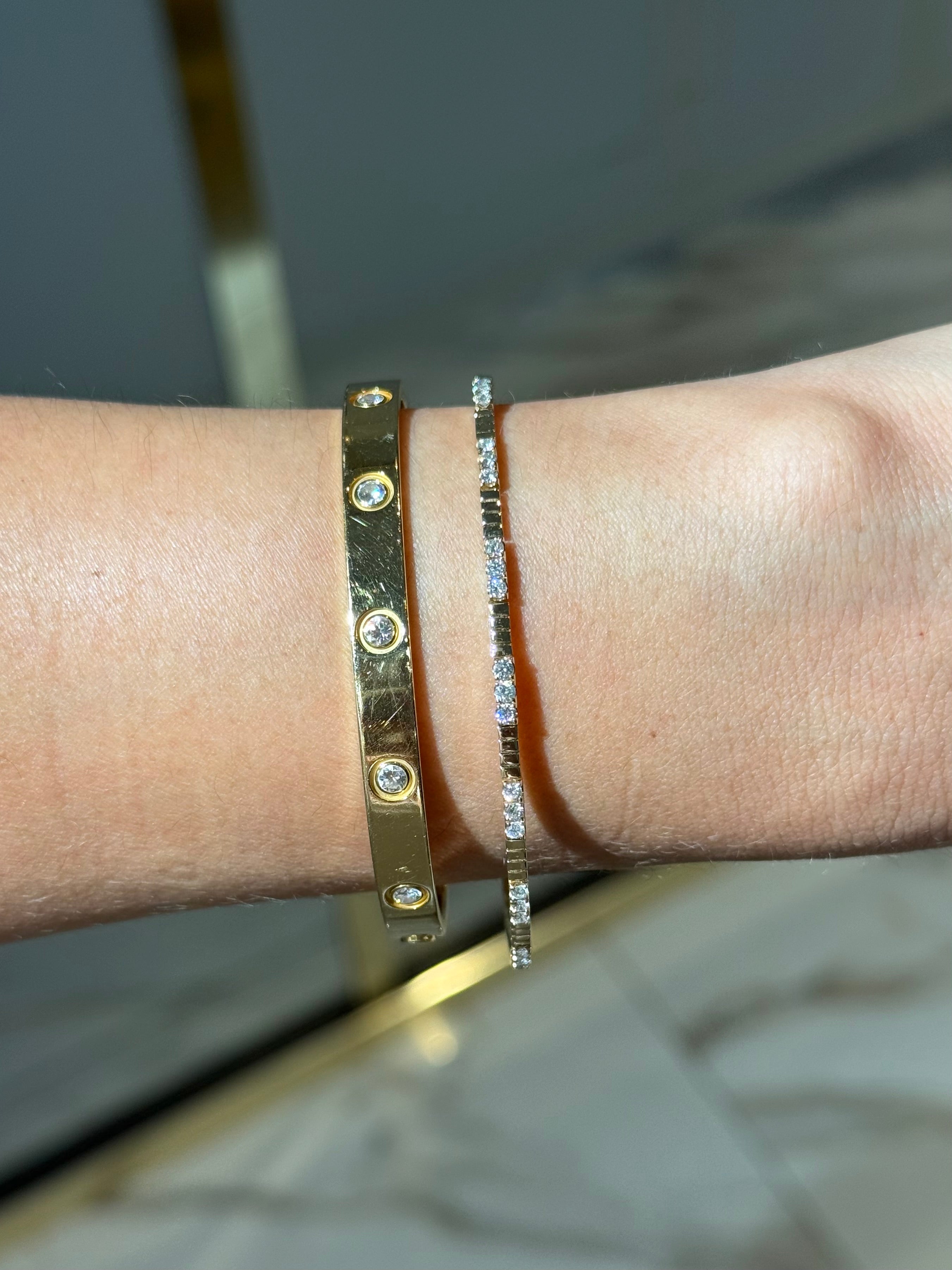 Flexible Diamond Bangle Bracelet in 14K Yellow Gold – 0.51 CTW Natural Diamonds
