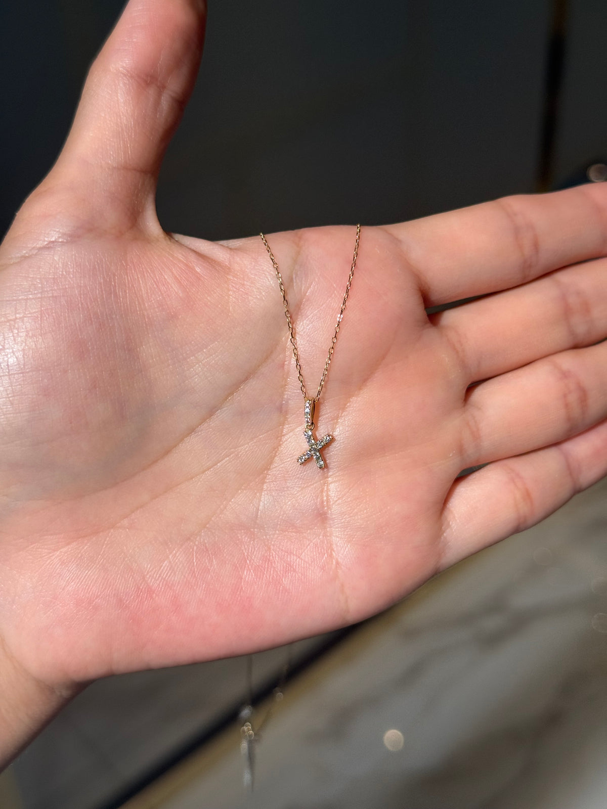 Diamond Initial “X” Necklace in 14K Yellow Gold – 0.11 CTW Natural Diamonds