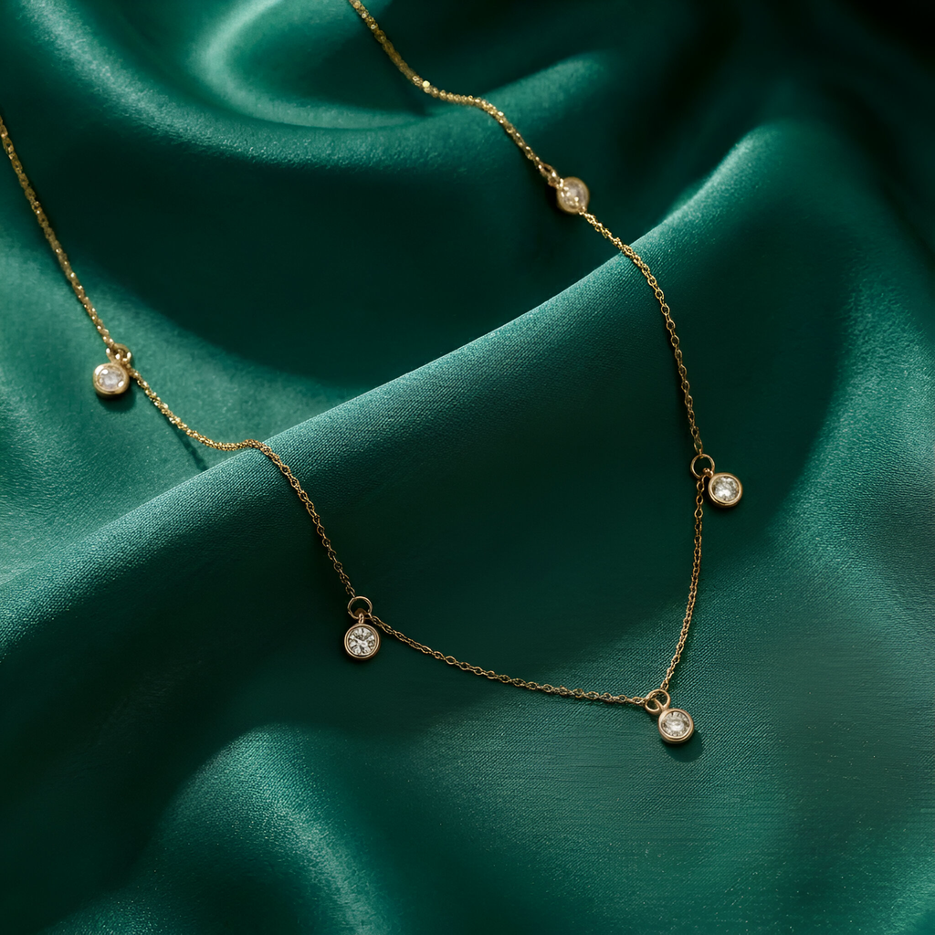 Dangling Diamond Necklace in 14K Yellow Gold