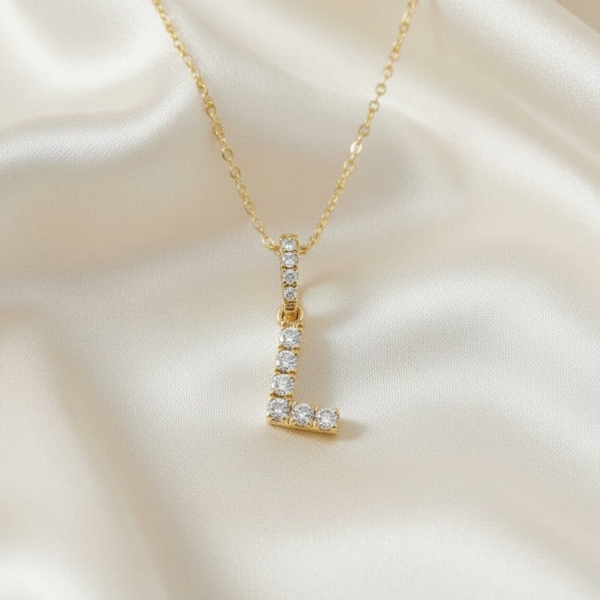 Diamond Initial “L” Necklace in 14K Yellow Gold – 0.10 CTW Natural Diamonds
