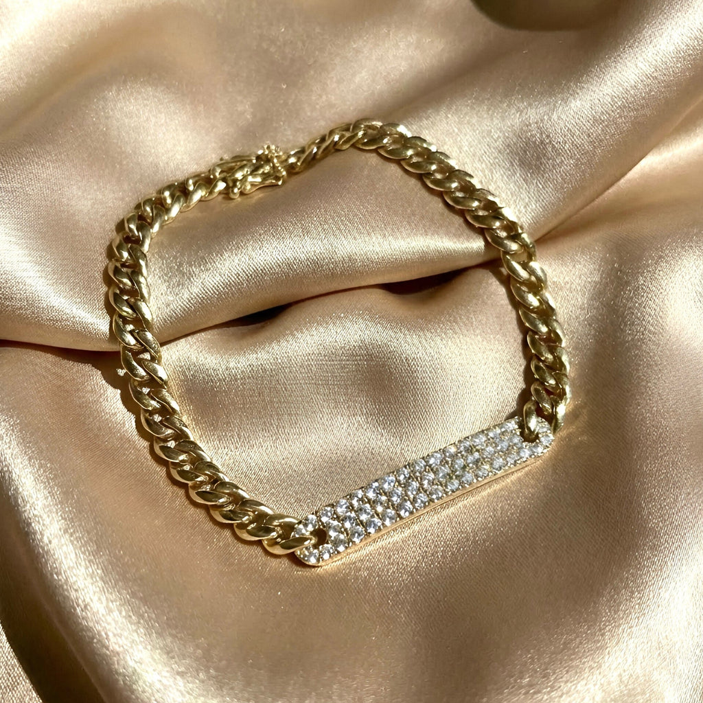 Diamond Bar Chain Bracelet in 14k Yellow Gold