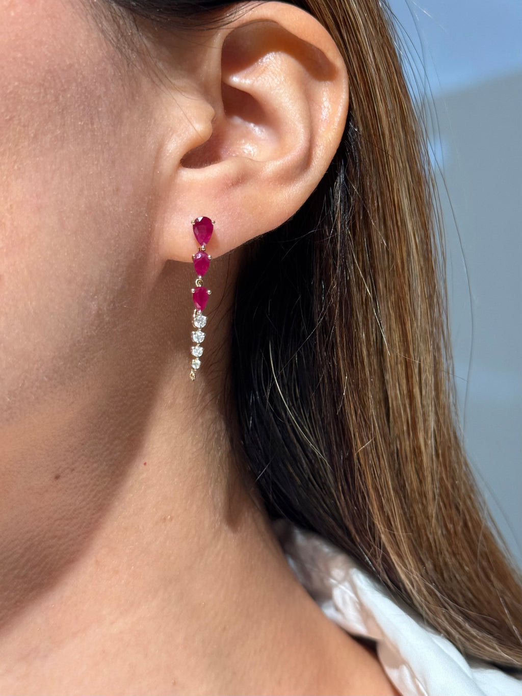 Diamond Ruby Earrings in 14K Yellow Gold