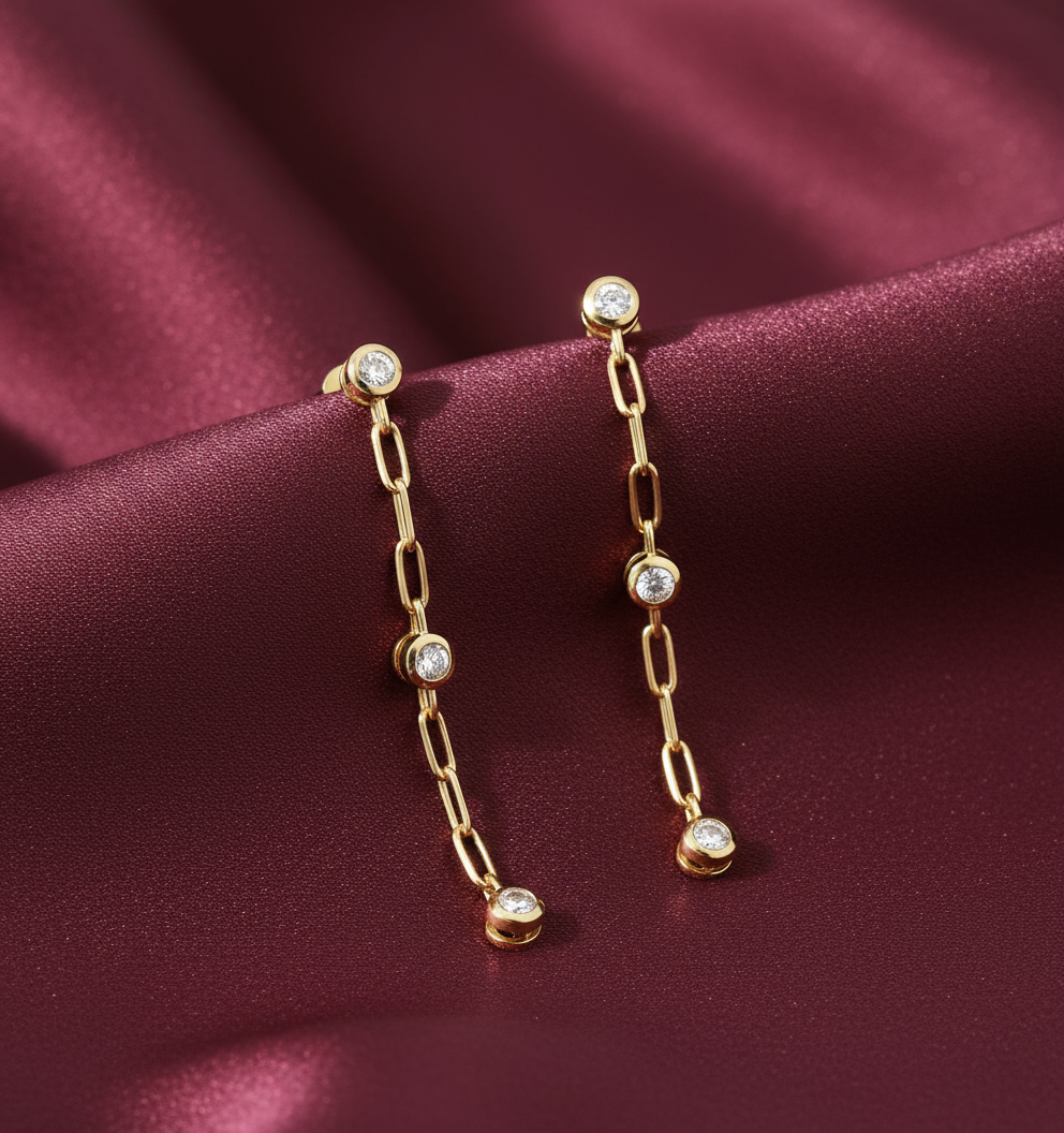 Drop Diamond Earrings in 14k Yellow Gold