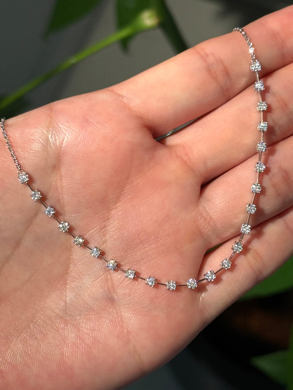 Diamond Tennis Style Necklace in 14K White Gold – 0.50 CTW Everyday Elegance