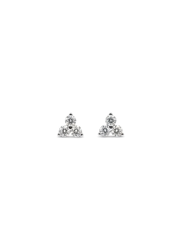 Trio Diamond Studs in 14K White Gold
