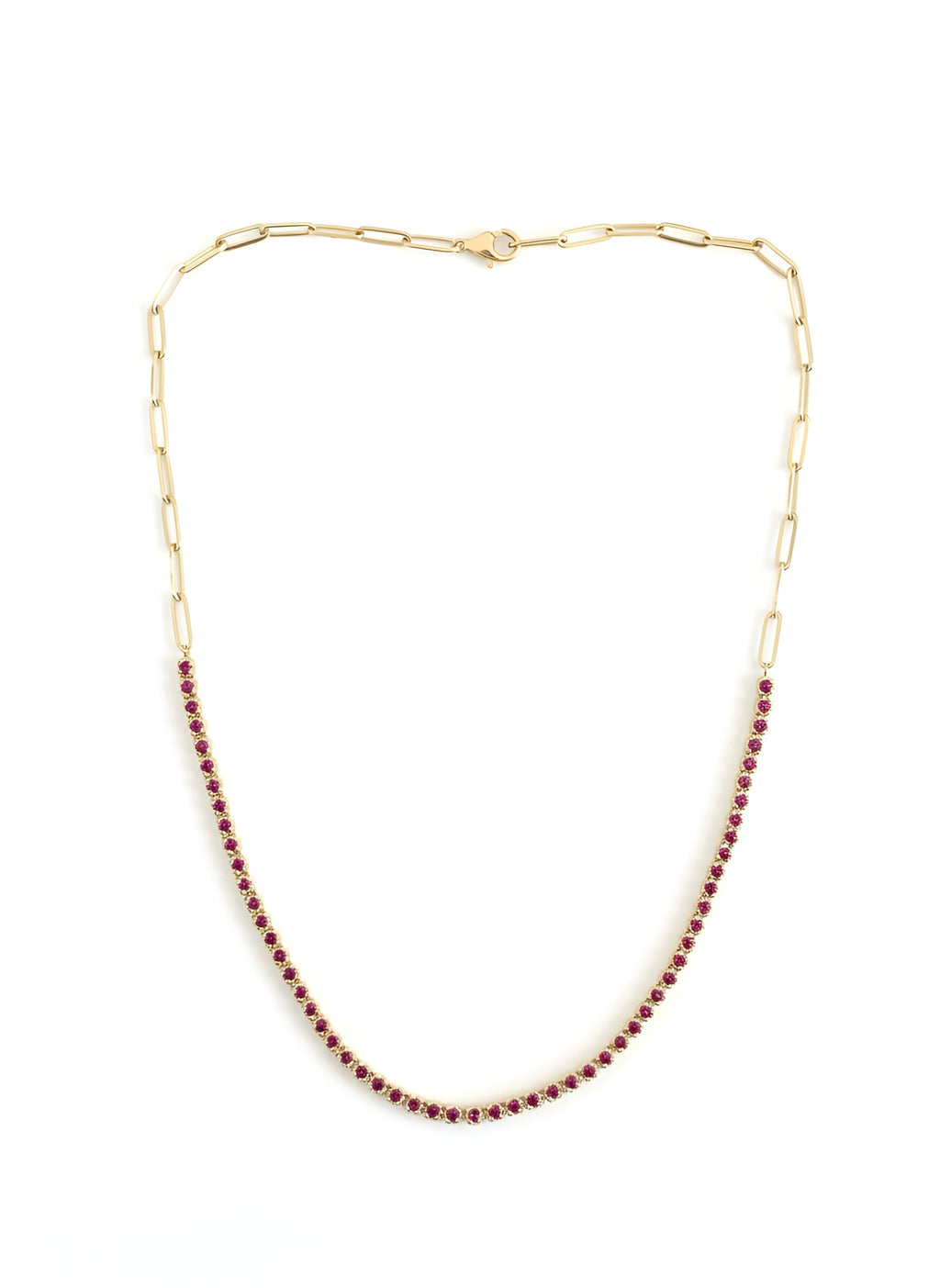 Ruby Buttercup Tennis Necklace in 14K Yellow Gold – Adjustable Statement Fine Jewelry