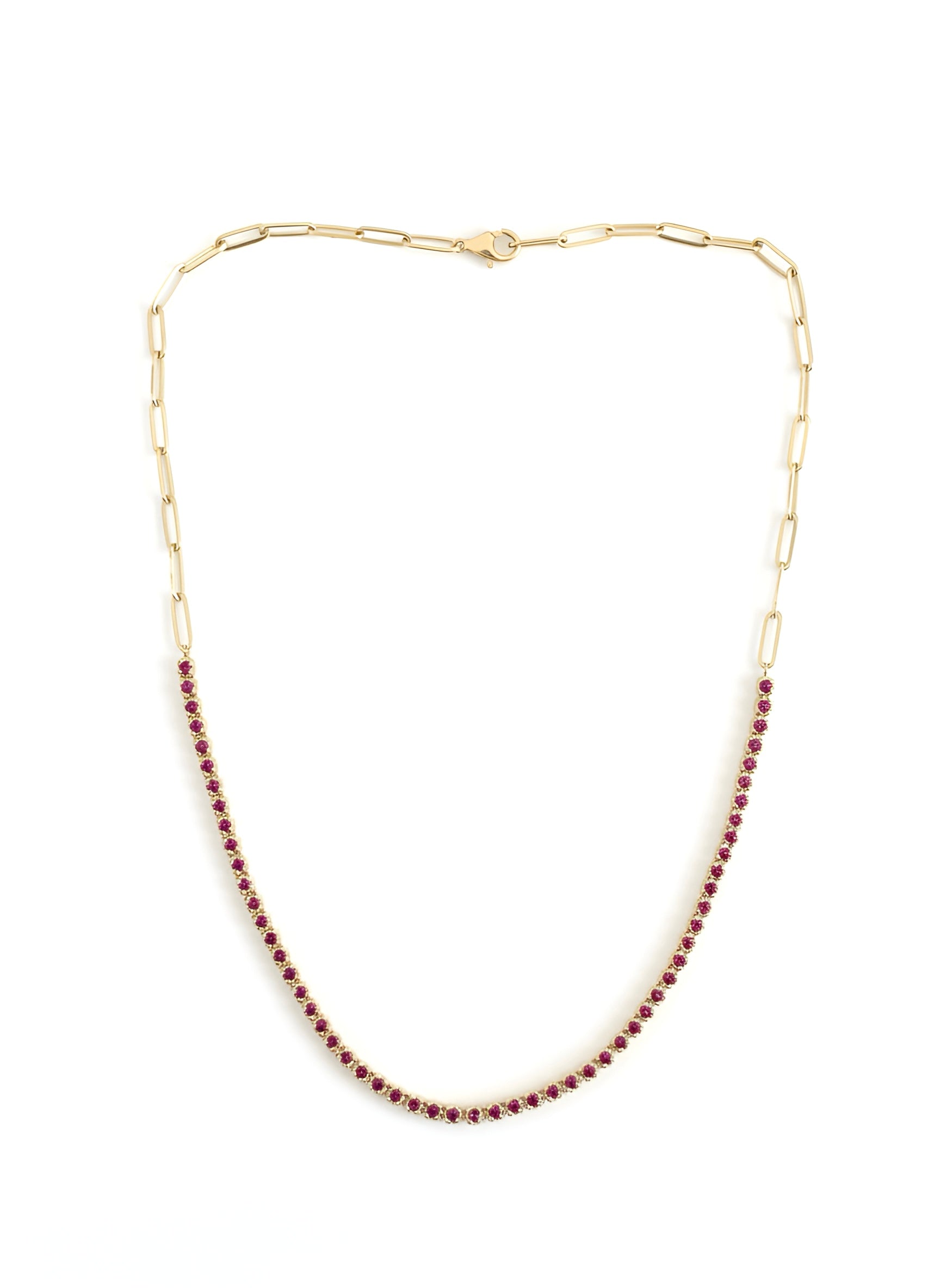Ruby Buttercup Tennis Necklace in 14K Yellow Gold – Adjustable Statement Fine Jewelry