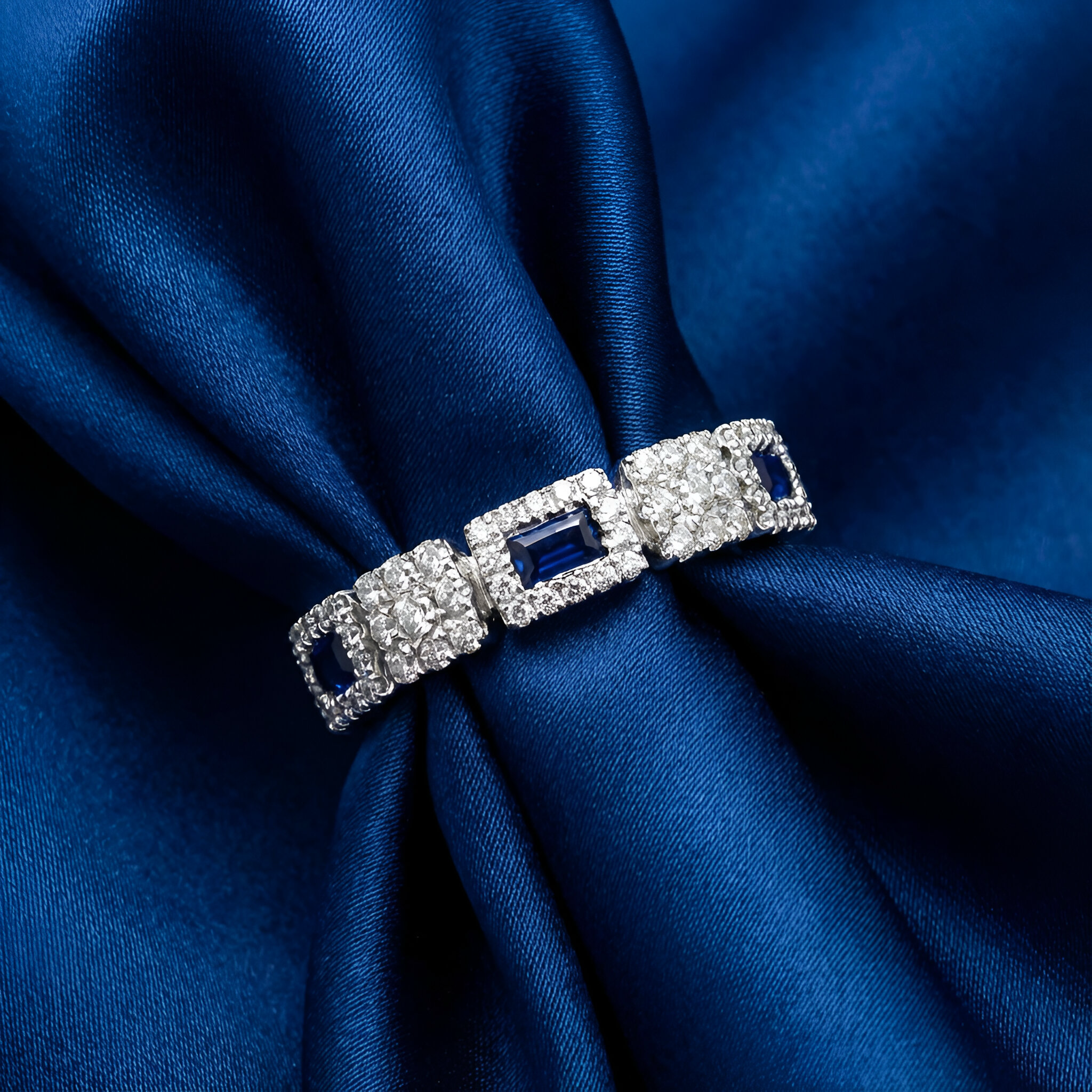 Diamond Sapphire Ring in 14K White Gold