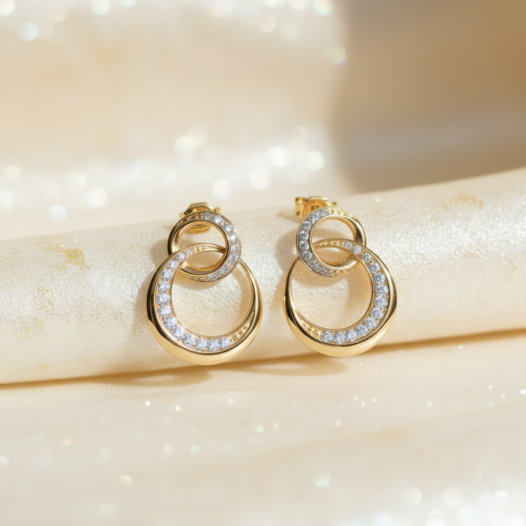 Classy Drop Diamond Earrings in 14k Yellow Gold