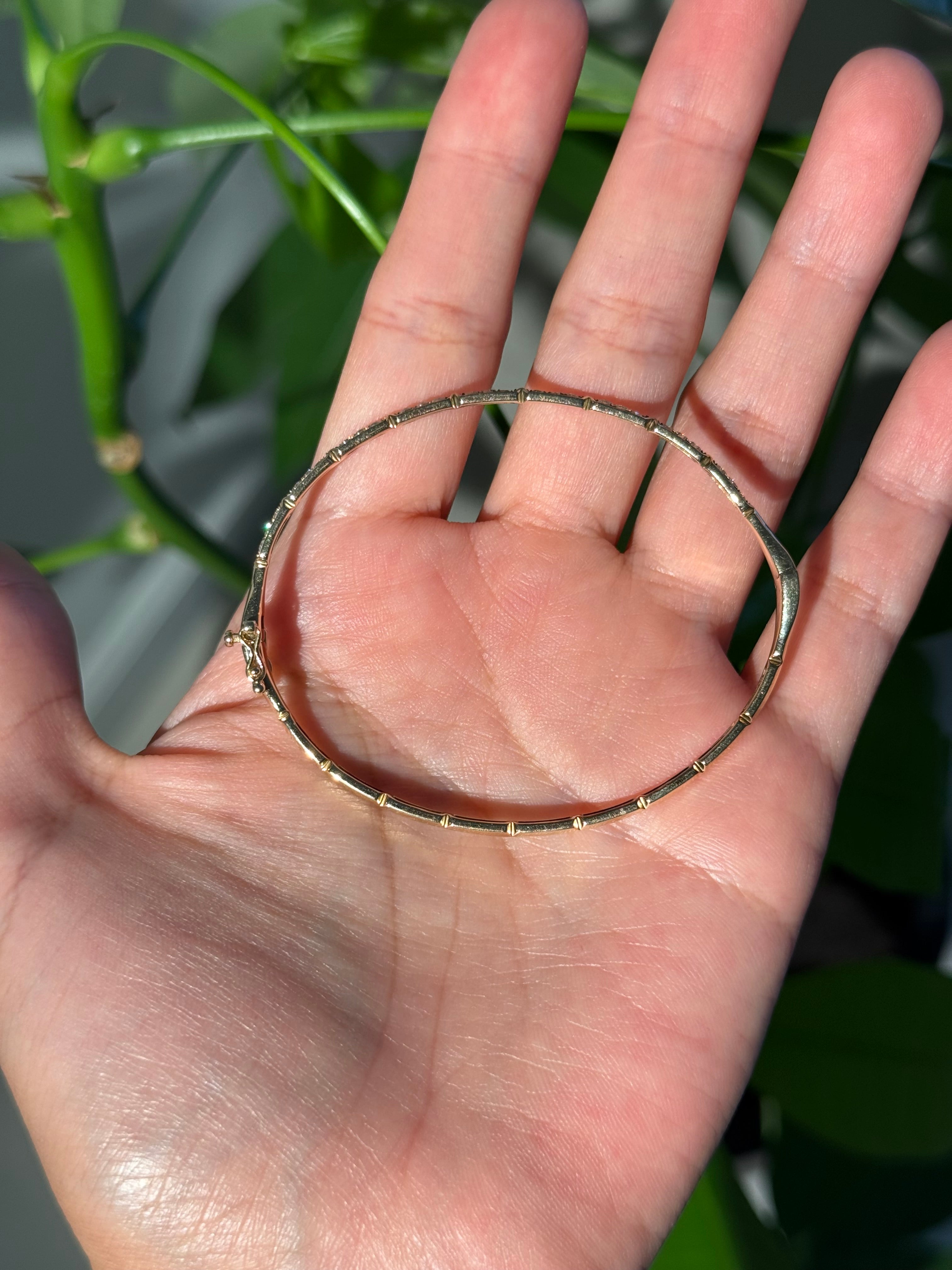 Solid Diamond Bangle Bracelet in 14K Yellow Gold – 0.70 CTW Natural Diamonds