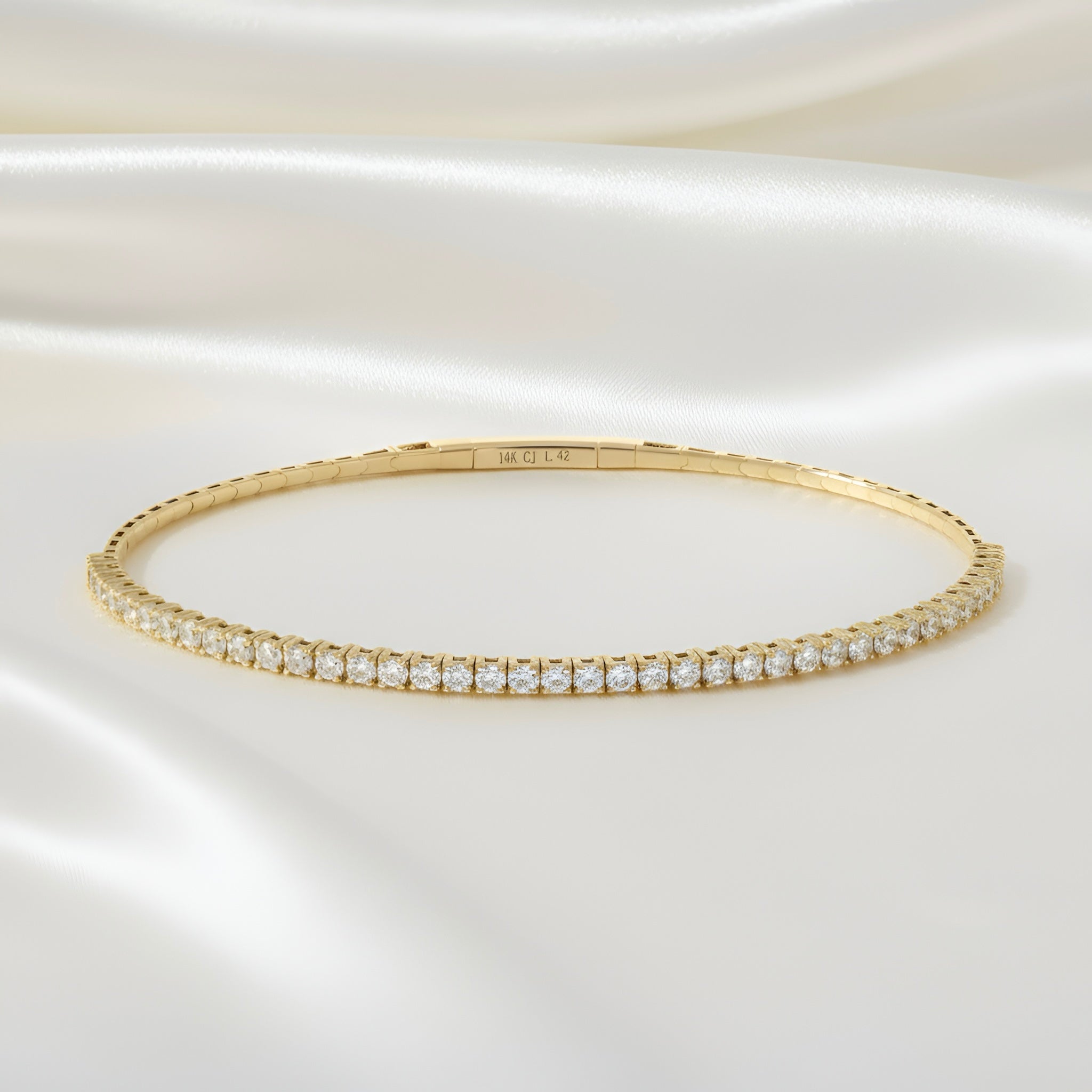 Flexible Diamond Bangle Bracelet in 14K Yellow Gold – 1.42 CTW Natural Diamonds