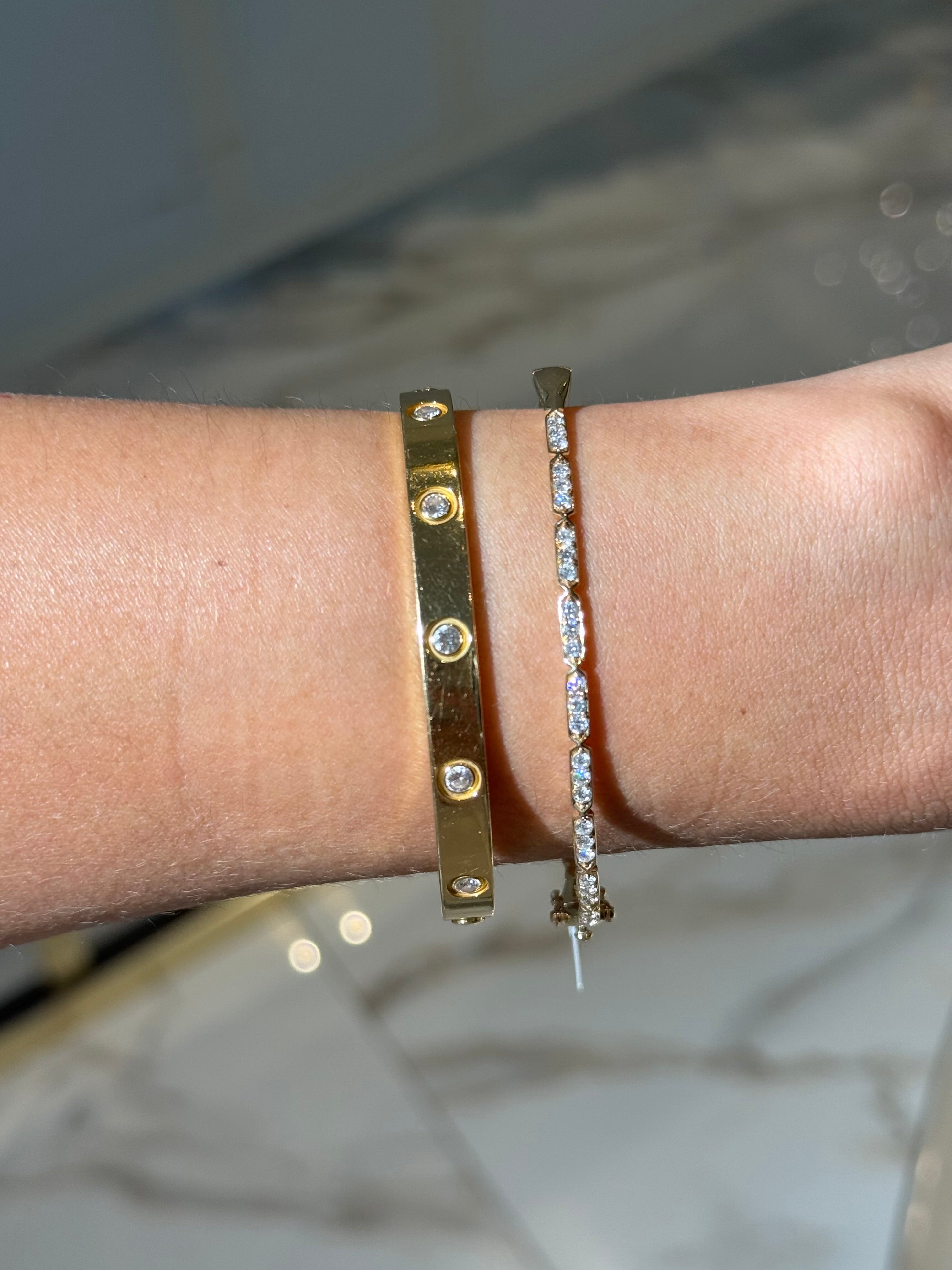 Solid Diamond Bangle Bracelet in 14K Yellow Gold – 0.70 CTW Natural Diamonds
