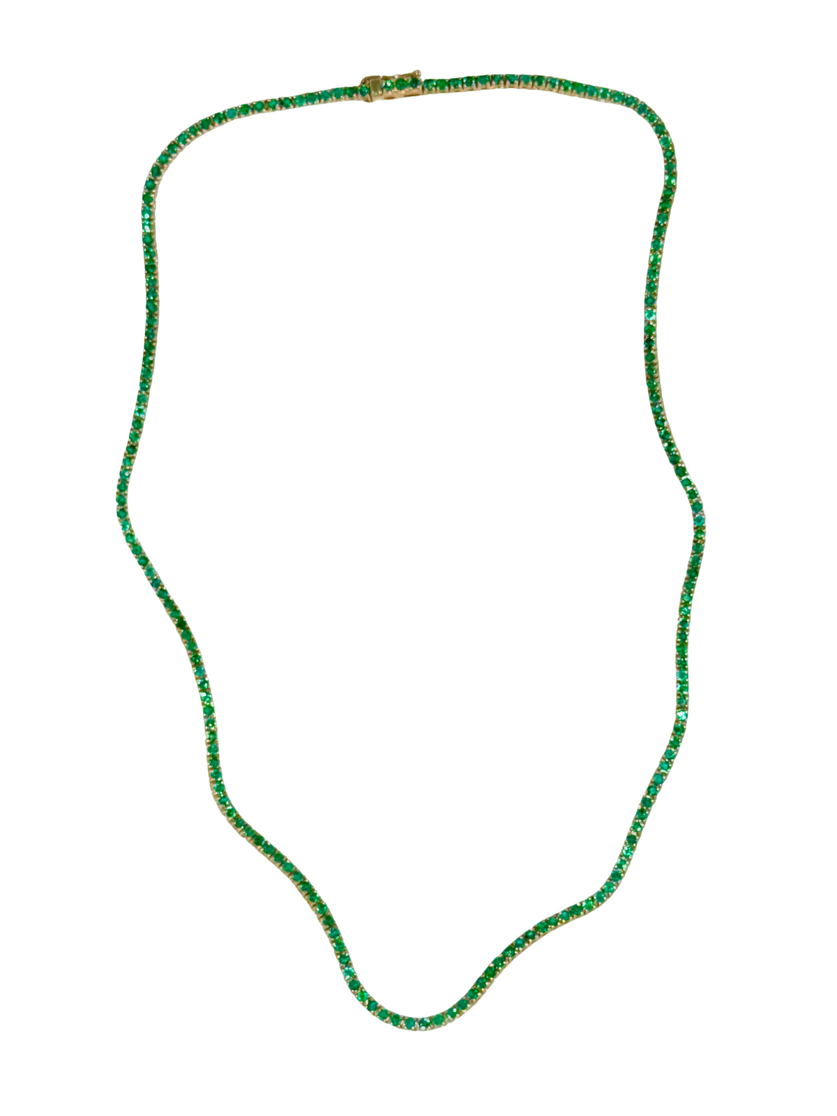 Emerald Tennis Necklace in 14K Yellow Gold – 5.42 CTW Fine Jewelry Statement