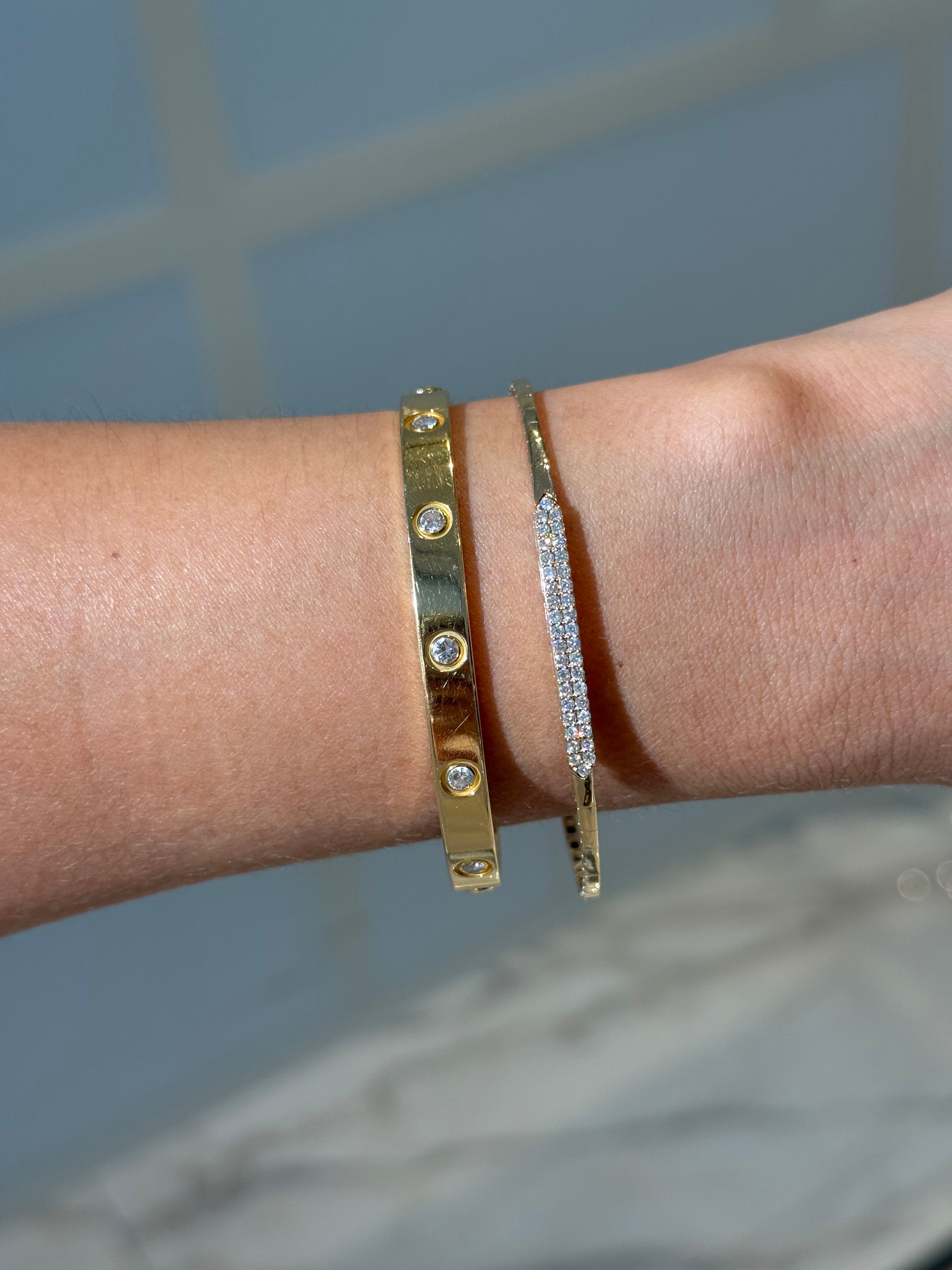 Geometric Flexible Diamond Bangle Bracelet in 14K Yellow Gold – 0.46 CTW Natural Diamonds