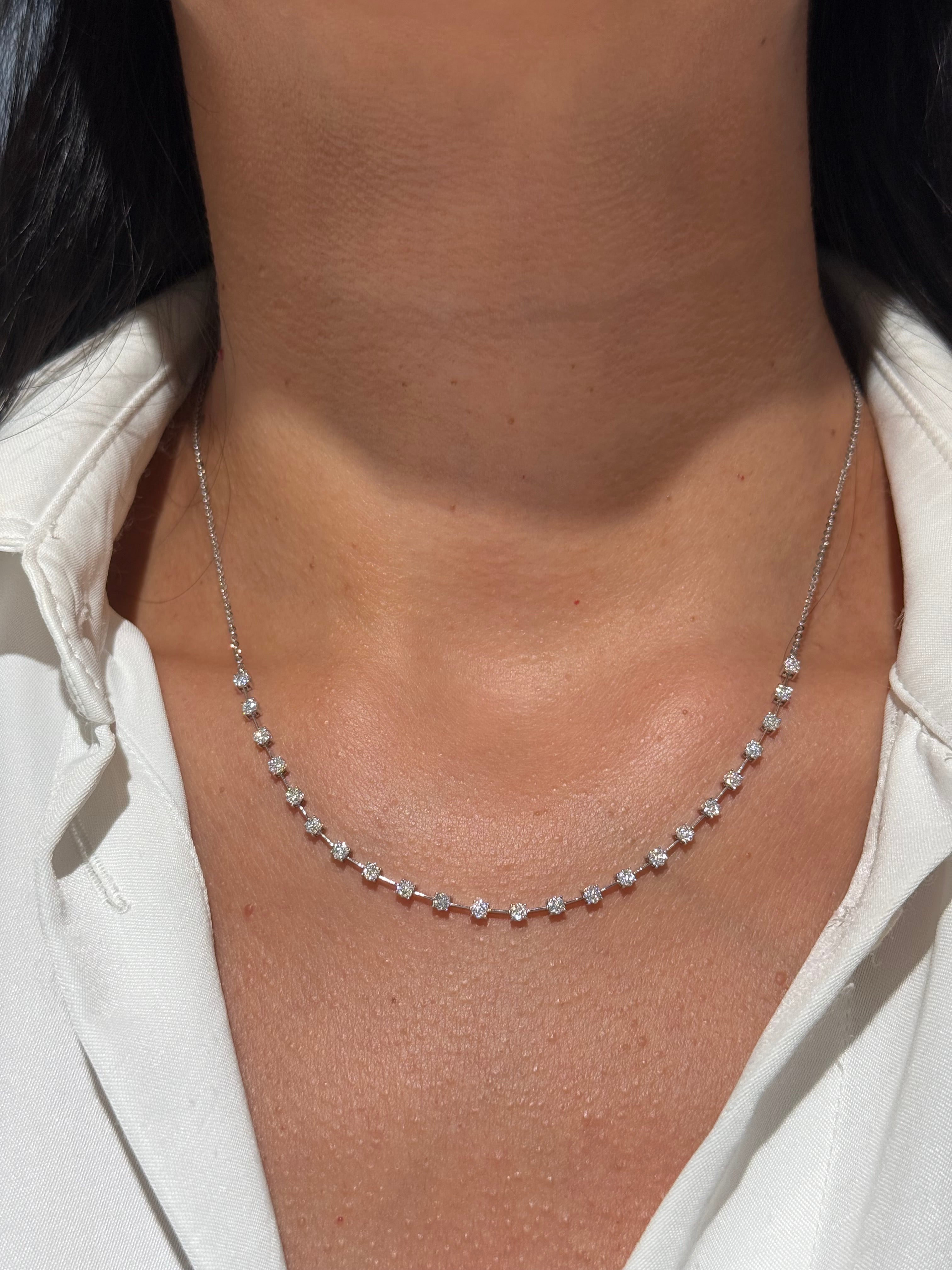 Diamond Tennis Style Necklace in 14K White Gold – 0.50 CTW Everyday Elegance