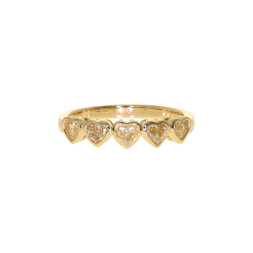 Heart Shape Yellow Diamond Ring in 18K Yellow Gold