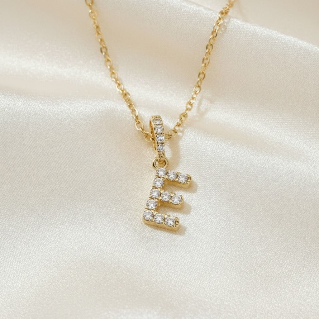 Diamond Initial “E” Necklace in 14K Yellow Gold – 0.10 CTW Natural Diamonds