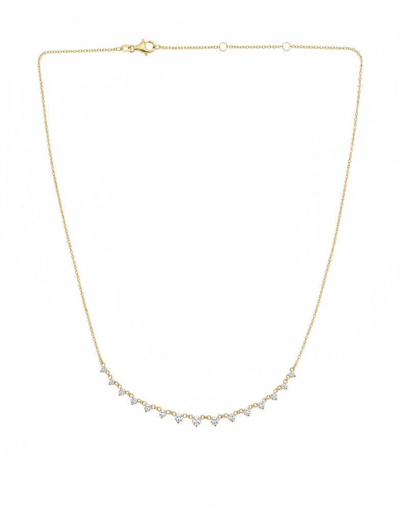 Graduated Diamond Station Necklace in 14K Yellow Gold – 1.0 CTW Natural Diamonds