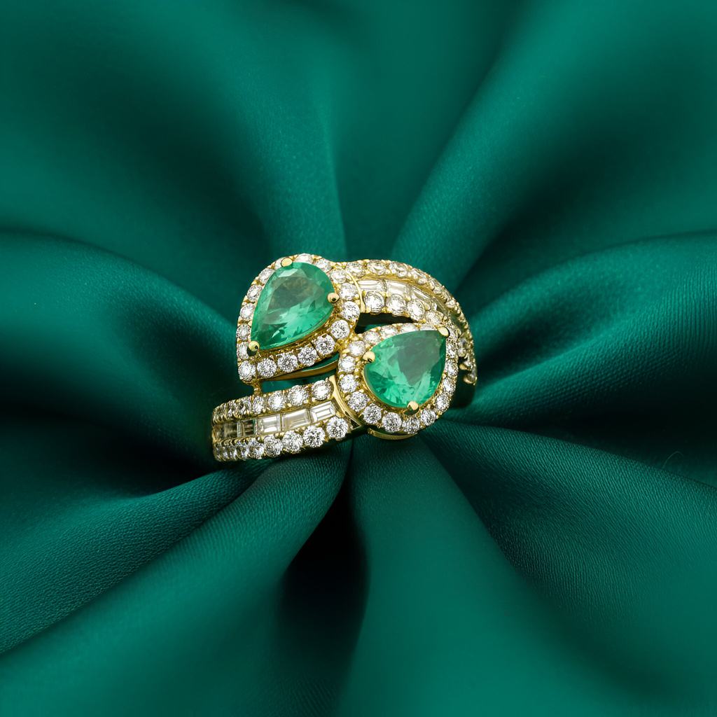 Statement Emerald Diamond Ring in 14K Yellow Gold