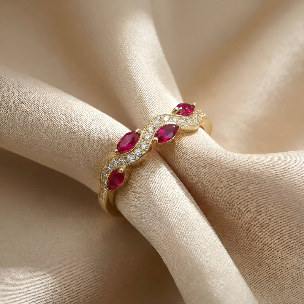 Ruby Diamond Ring in 14K Yellow Gold
