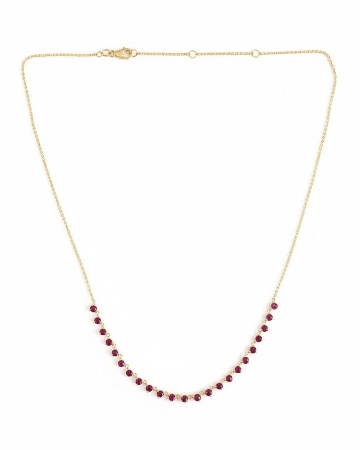 Ruby Station Necklace in 14K Yellow Gold – 2.49 CTW Natural Rubies