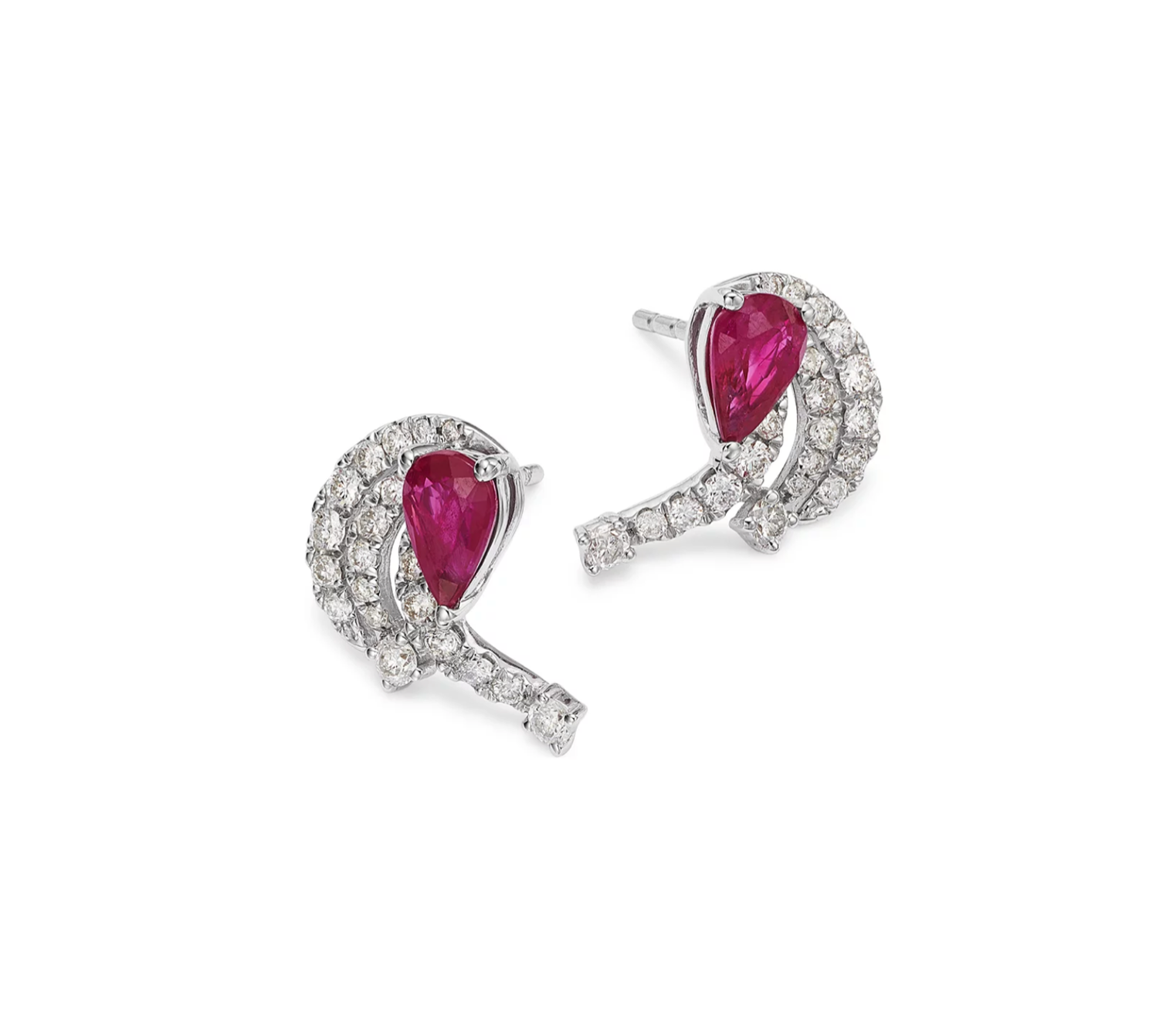Diamond Ruby Earrings in 14K White Gold