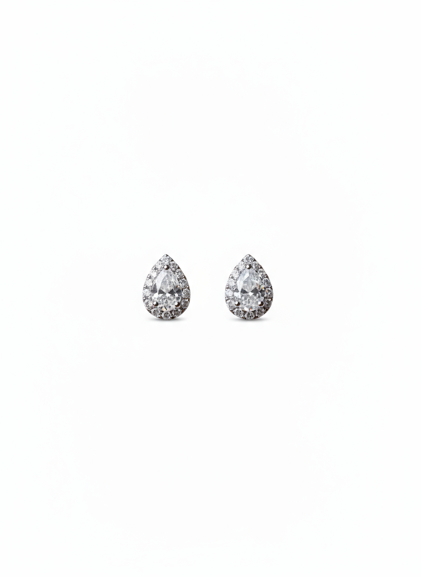 Pear Shape Diamond Earrings Studs in 14K White Gold