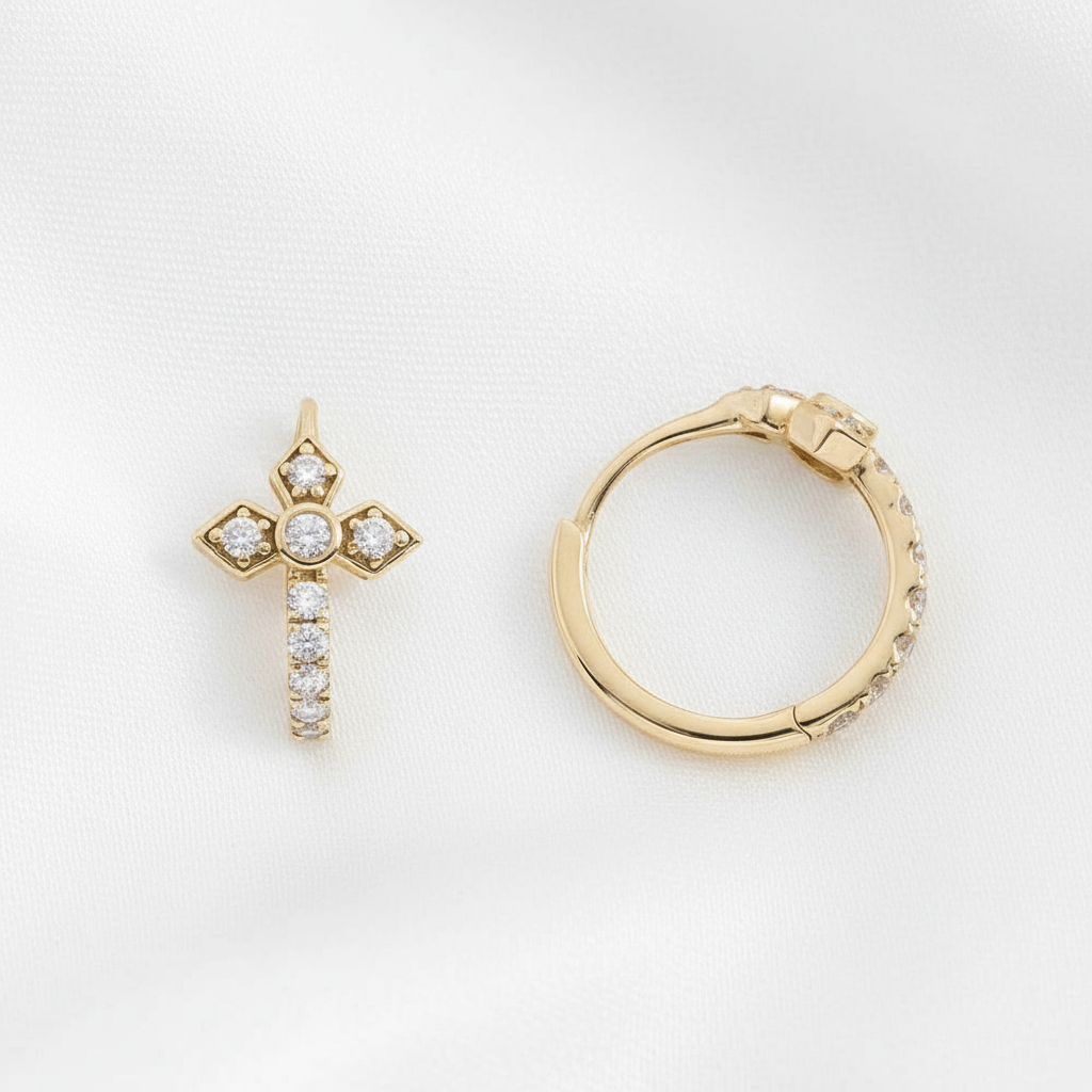 Diamond Hoop Earrings in 14K Yellow Gold