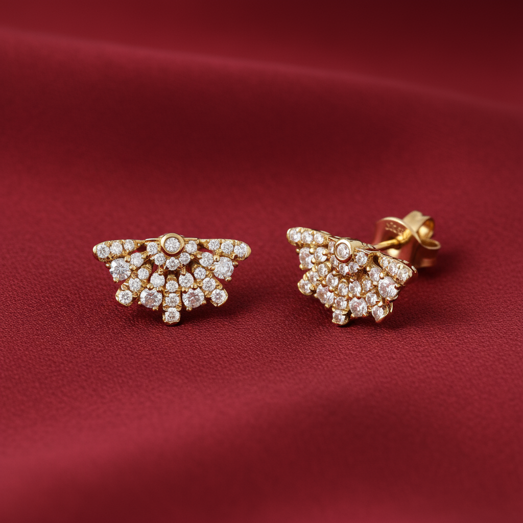Diamond Abanico Earrings in 14K Yellow Gold