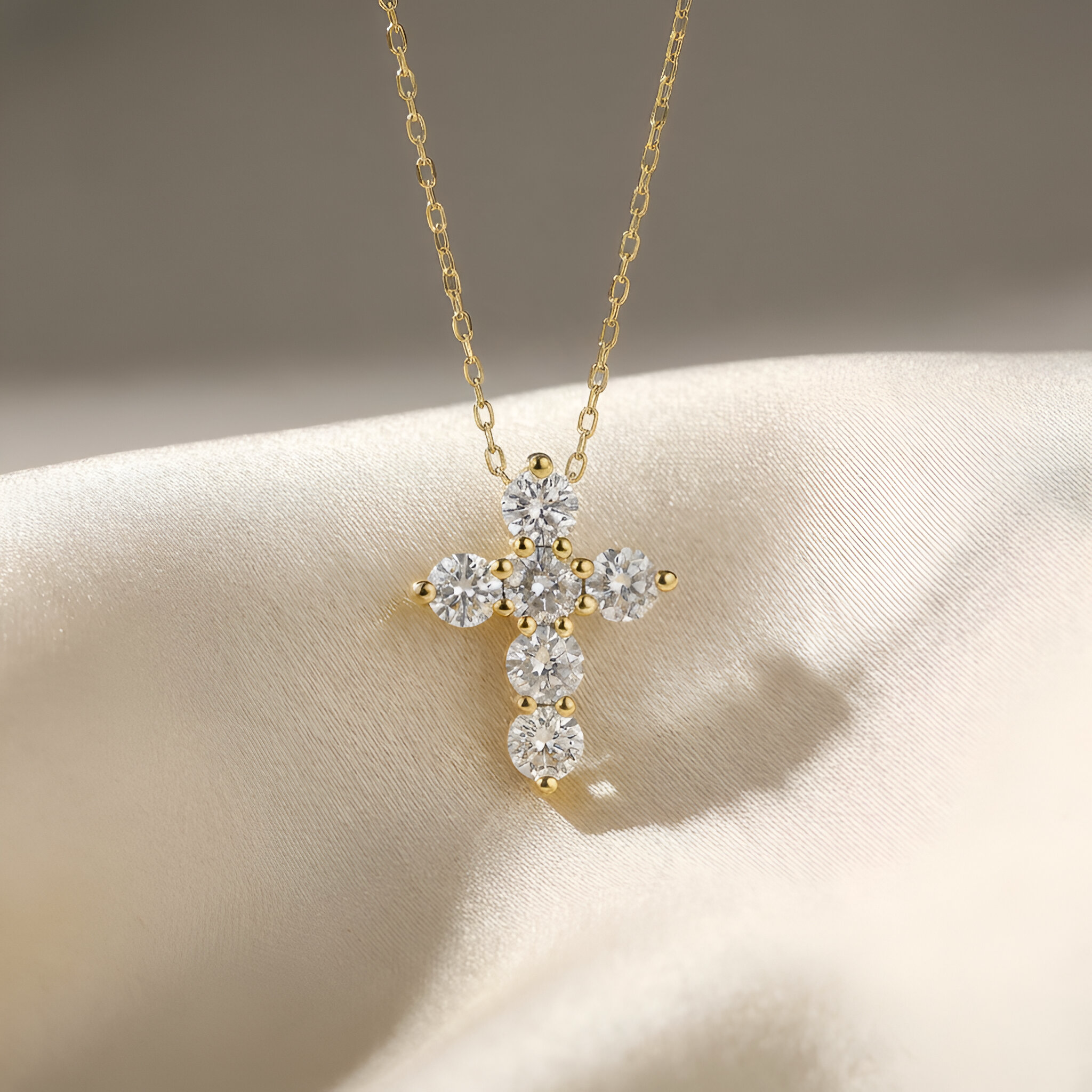 Diamond Cross in 14K Yellow Gold